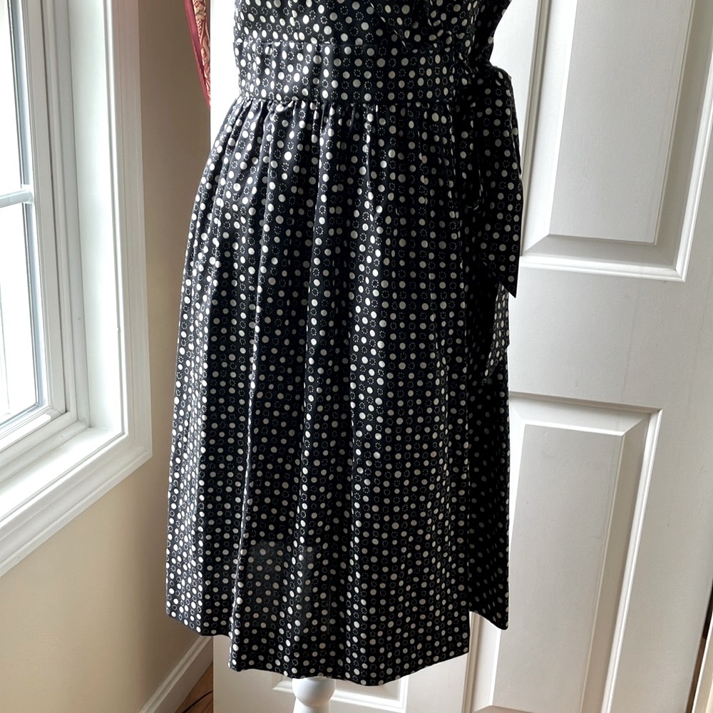 J. Crew Silk Wrap Polka-Dot Dress Black/White Size 4 - Picture 4 of 16